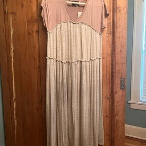 Anthropologie Cream A-Line Maxi Dress